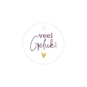 Rond cadeaulabel - Veel geluk