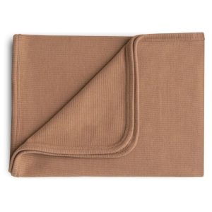 Mushie Ribbed Baby Blanket Deken 89x89cm | Tan